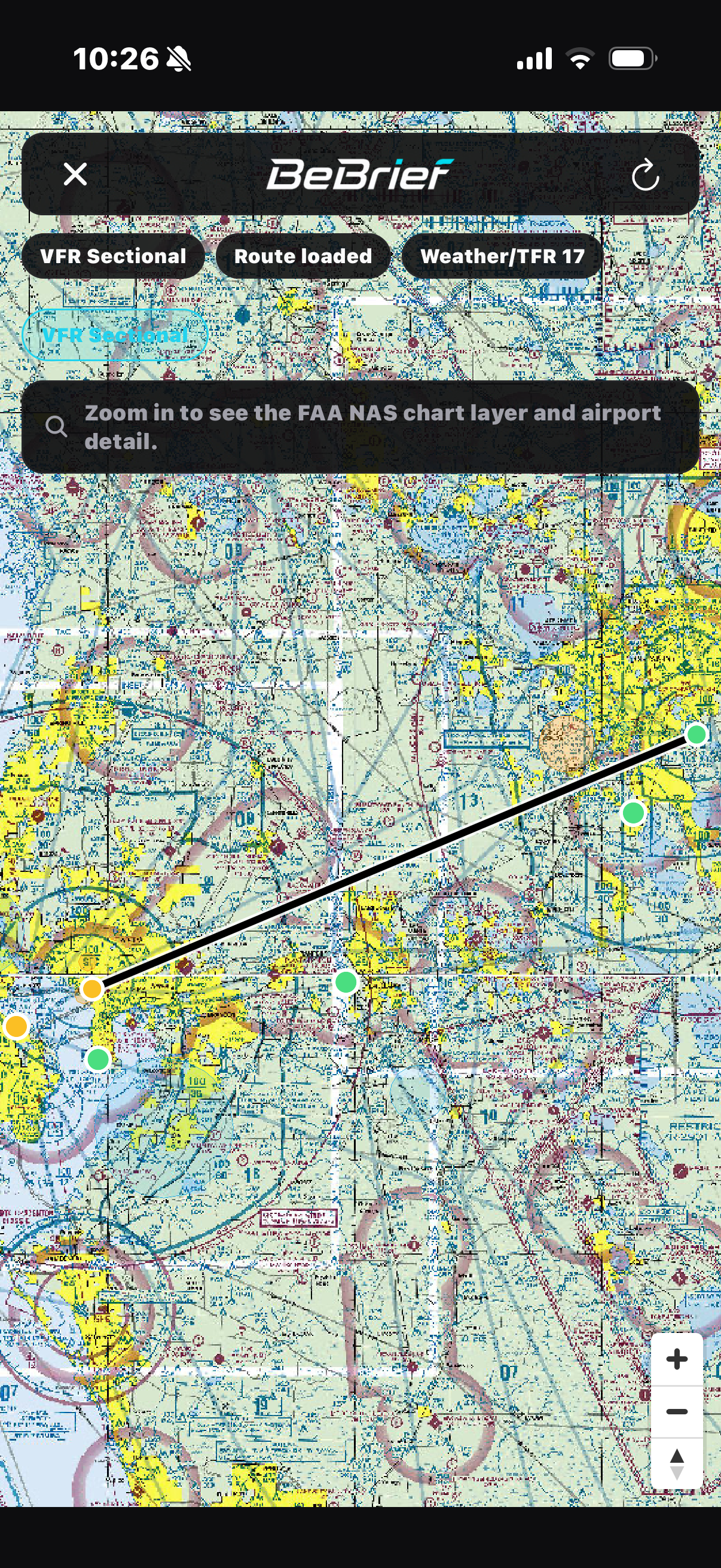 BeBrief route map screen