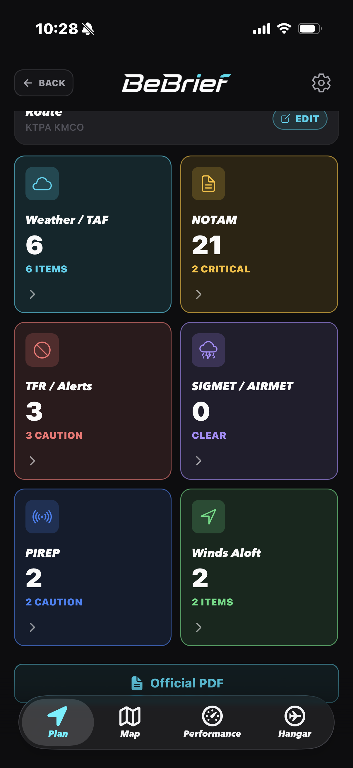 BeBrief source review cards screen
