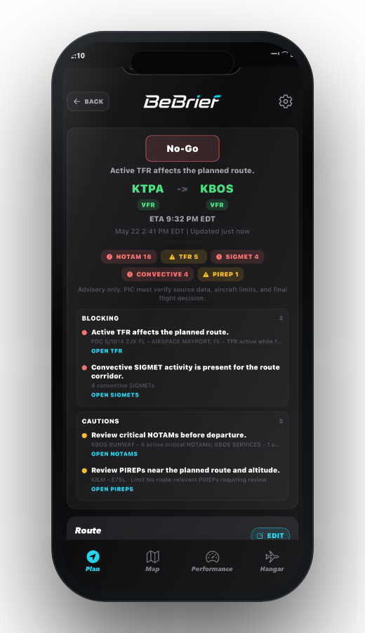 BeBrief advisory risk screen
